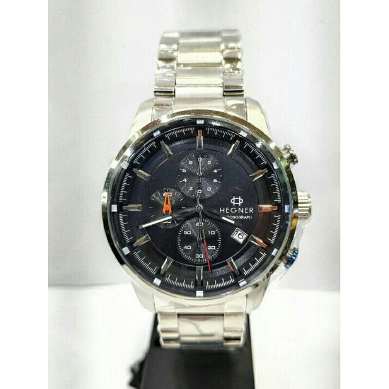 Jam tangan pria HEGNER 5083 chrono silver stainless steel