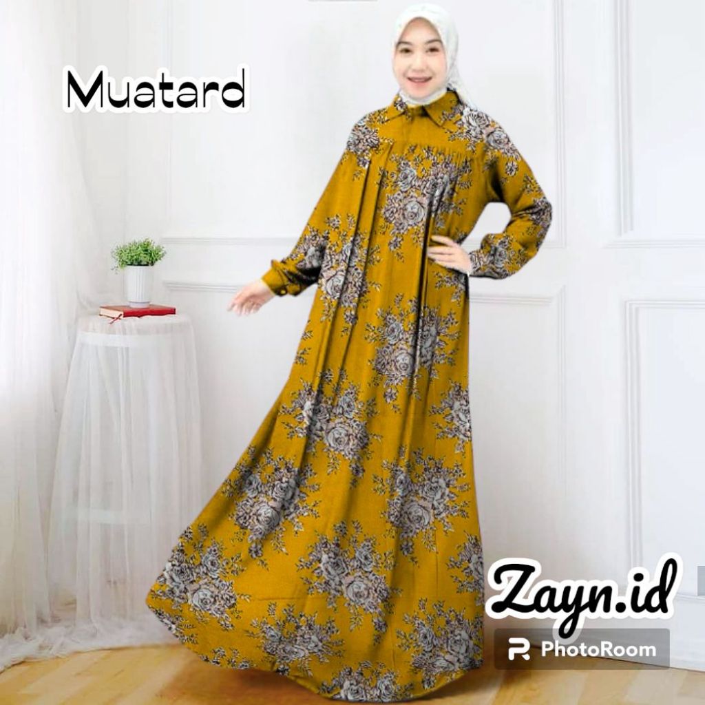 Dress Gamis Fatima Silky Bunga Baju Wanita Dress Wanita Pakaian Wanita