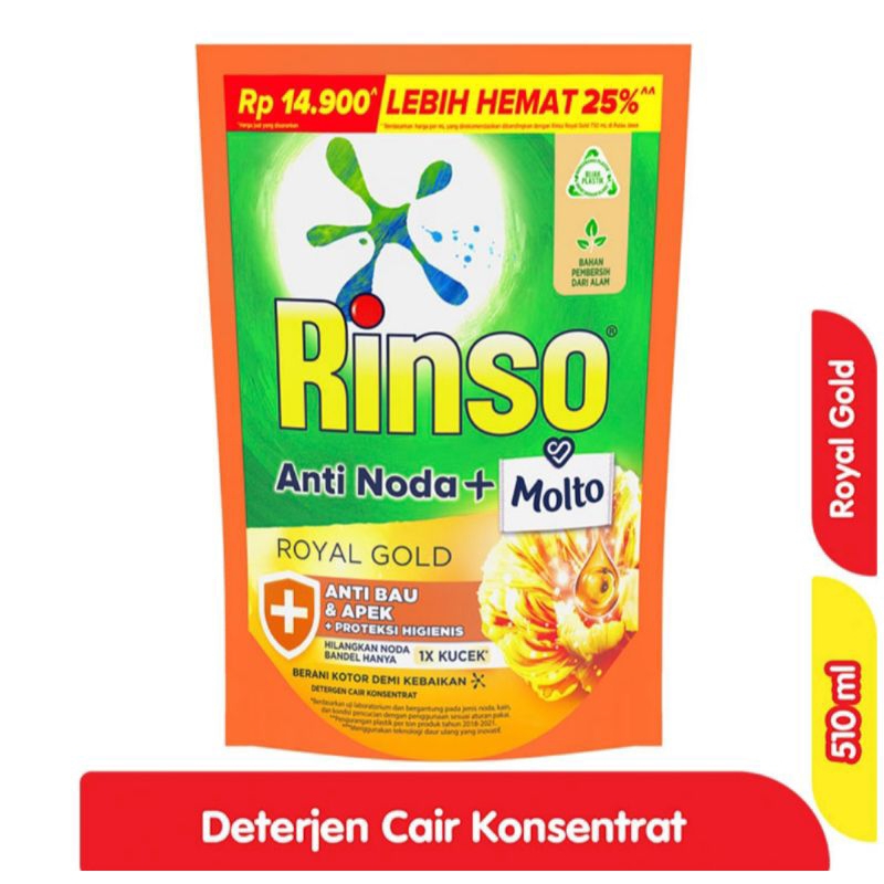 rinso molto detergen cair 500ml / detergen cair cuci baju 500ml