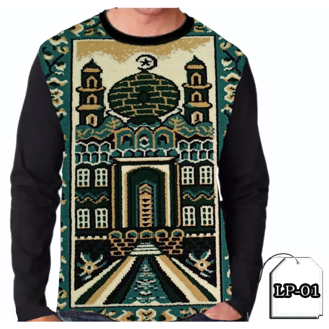 KAOS SAJADAH MASJID LENGAN PANJANG FULL PRINTING BAJU DEWASA GAMBAR MASJID 3D Premium