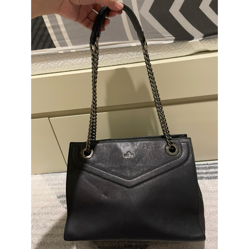 JESTINA shoulder and sling bag rantai black nikel kulit asli - preloved minus