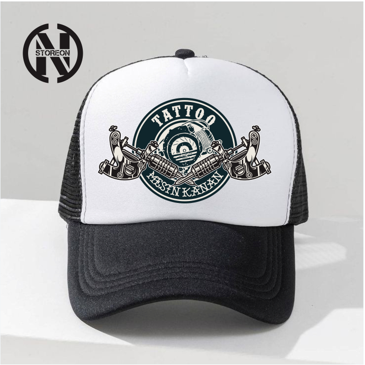 TOPI TRUCKER CAPS LOGO MESIN TATTOO //TOPI GAYA BISBOL CAPS LOGO MESIN TATOO//TOPI TEAM SAKIT VESPA/
