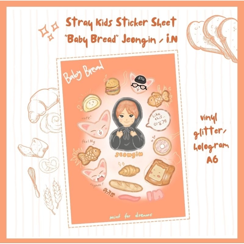 

Stray Kids Sticker Sheet "Baby Bread" Jeongin / I.N by mint for dreams | Stiker Hologram | Stiker Kpop