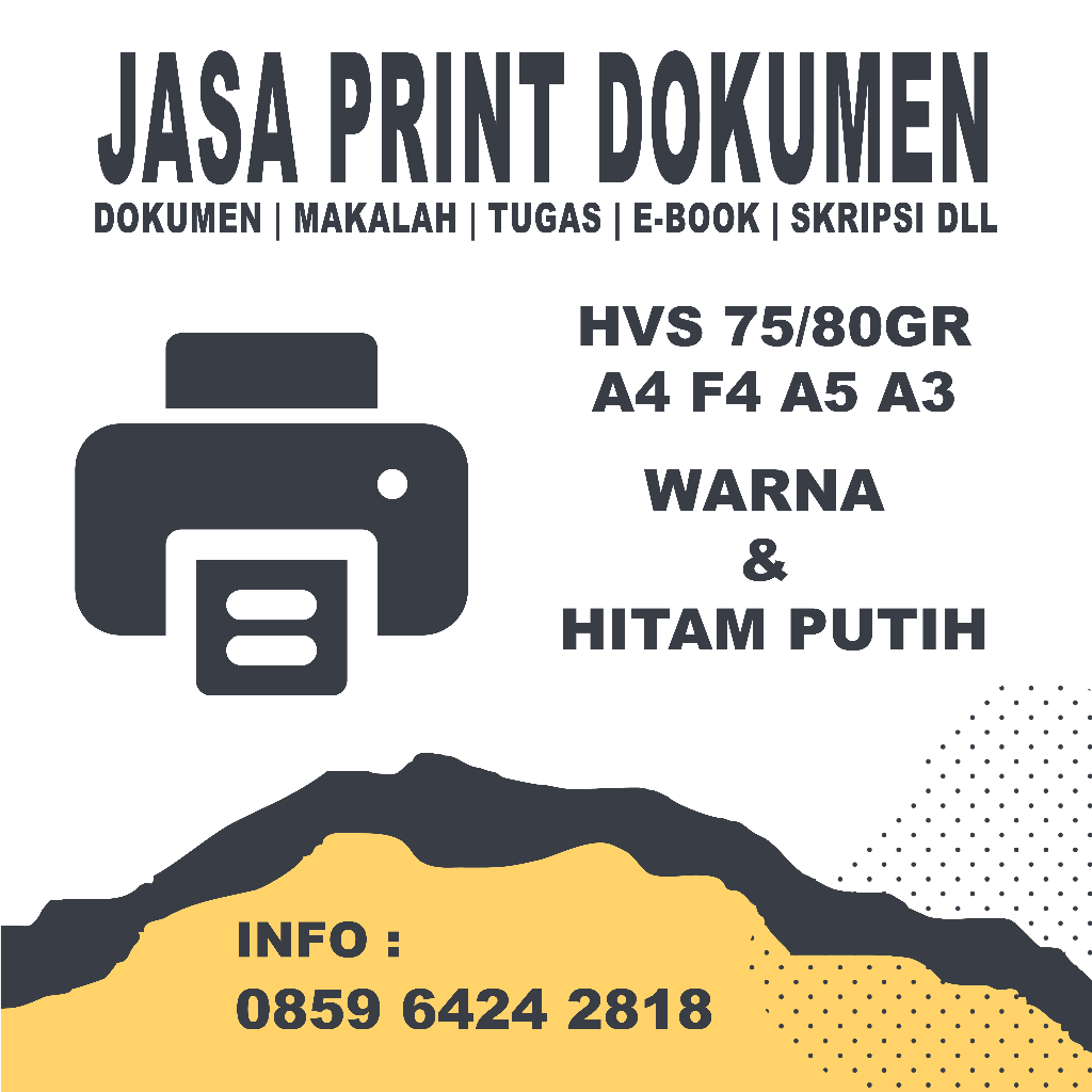 

Jasa Print Tugas Sekolah, Tugas Kuliah, Dokumen dll
