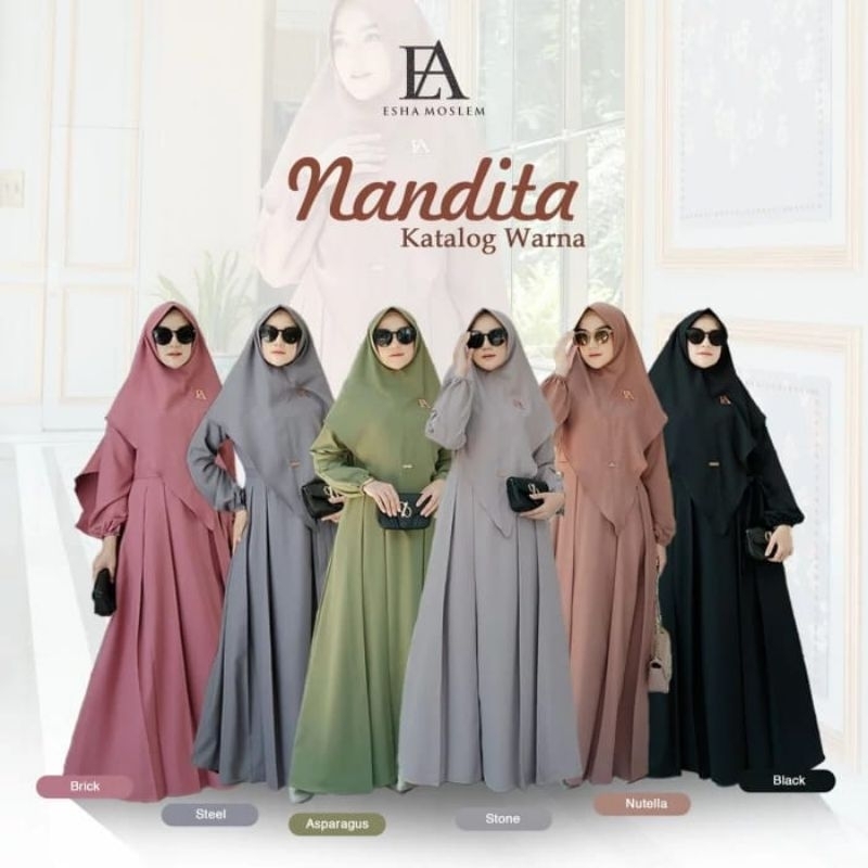 Original Pakaian Muslim Wanita Gamis Busui Friendly Nandita Dress By Esha Moslem (Cekstok Dulu)