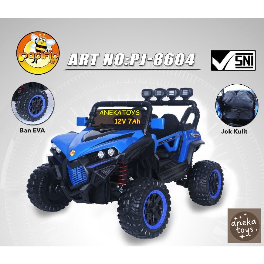 Mobil Aki Anak Pacific PJ8604 Ban Eva 12V7Ah Jok Kulit