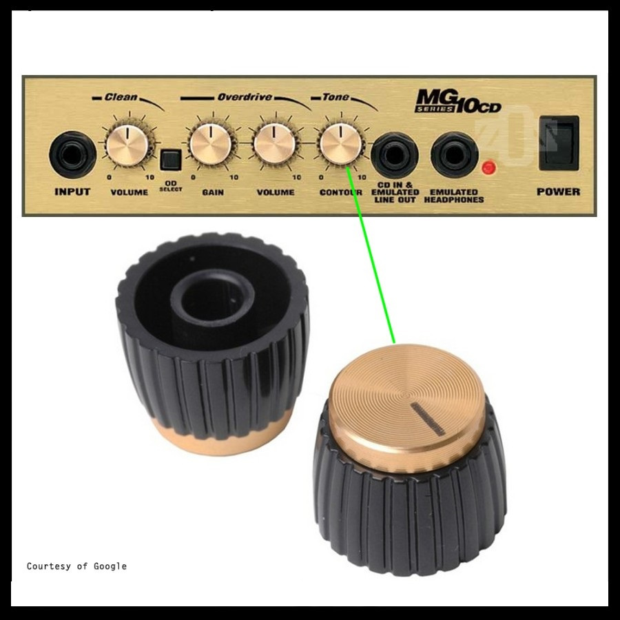 Knob Amplifier Volume Potensio Marshall Style MSL Locking Screw Gold