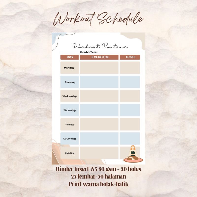 

Workout Schedule - Insert Binder A5
