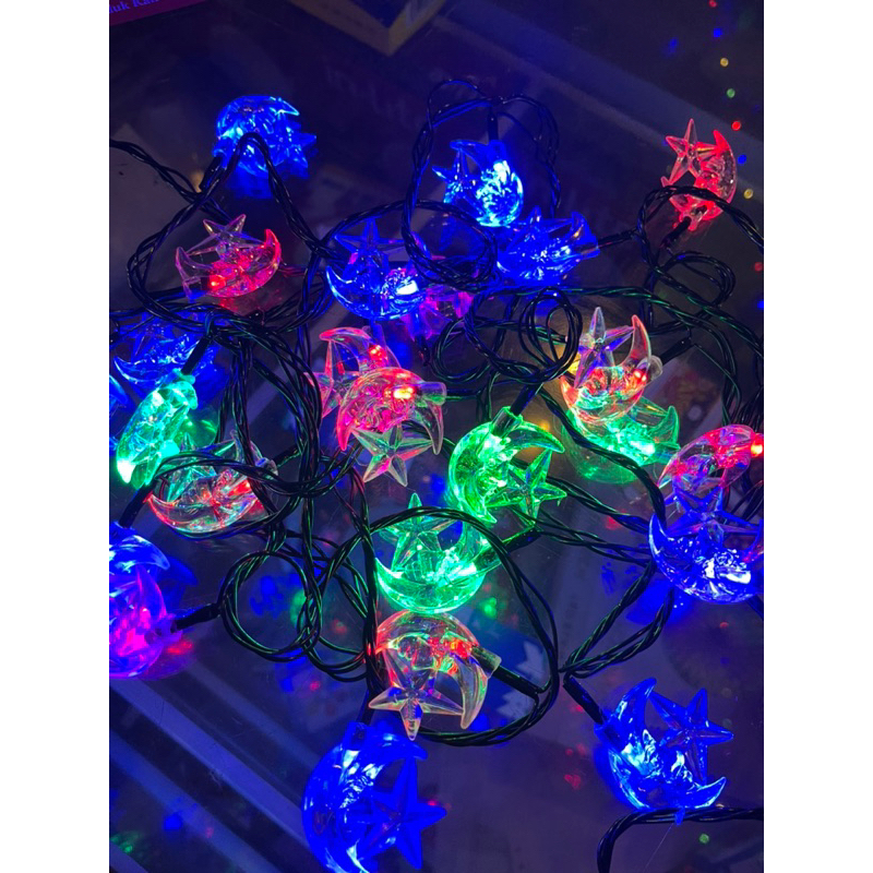 Lampu Tumbler Bulan Bintang Warna Warni Rainbow 5 Meter