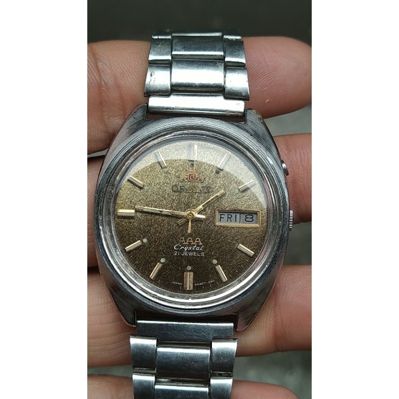 jam tangan orient 3 star texture dial second bekas original