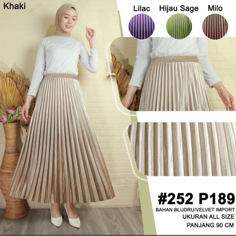 Rok Plisket Bludru Gradasi/Kombinasi Warna Premium Wanita Import#252