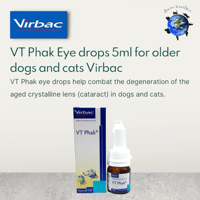 Virbac VT Phak Eye Drops (5 ML) - Tetes Mata Anjing & Kucing Tua / Senior Cats & Dogs Katarak