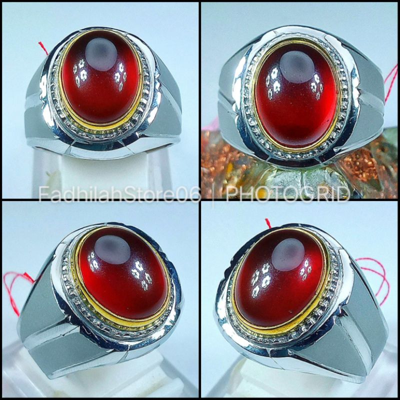 Cincin Monel Natural Red Garnet Oval Crystal
