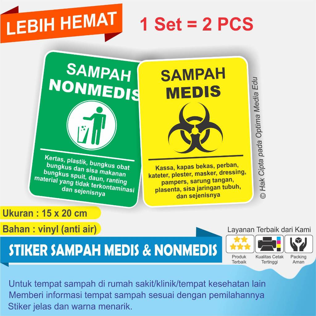 

CETAK STIKER UNTUK TEMPAT SAMPAH MEDIS DAN NON MEDIS 1 SET DAPAT 2 PCS