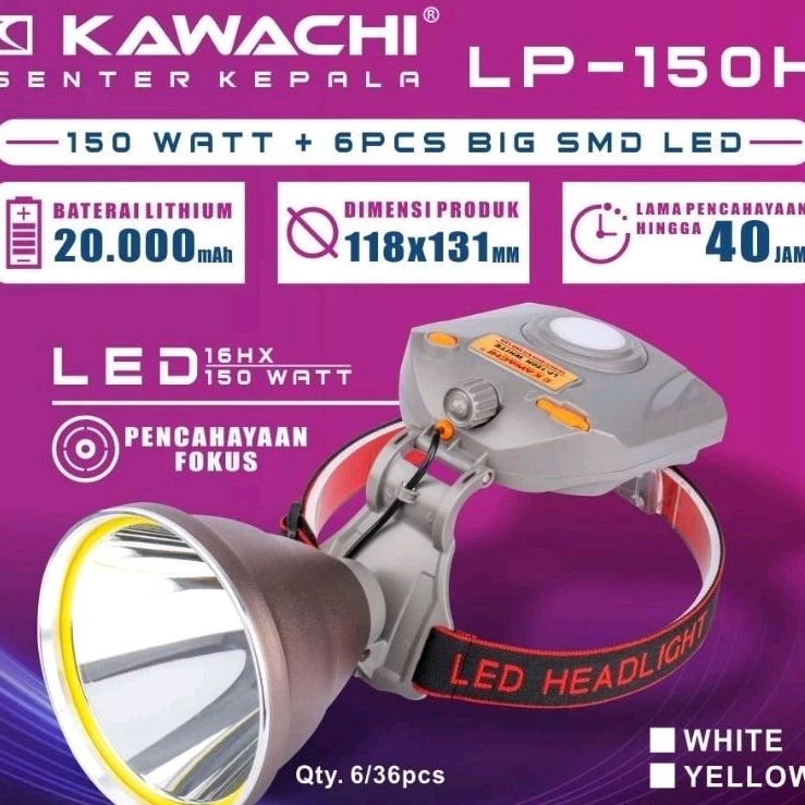 Senter Kepala Kawachi 150 Watt LP-150H Jumbo Super Terang 40 Jam