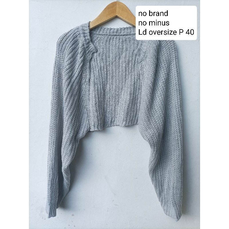 preloved outer rajut crop murah lengan balon