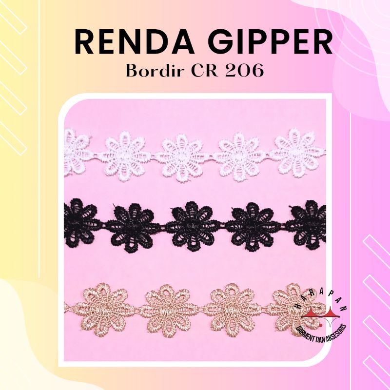 Renda Gipper RC 206 ROL Renda Bordir Mukena Baju