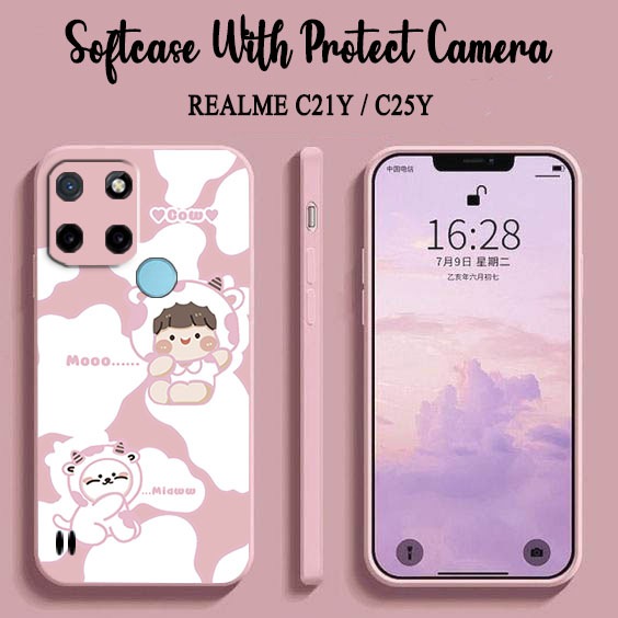 Softcase Macaron Motif Sapi [UV10] For Realme C21Y C25Y - Case HP Realme C21Y C25Y - Casing HP Realm