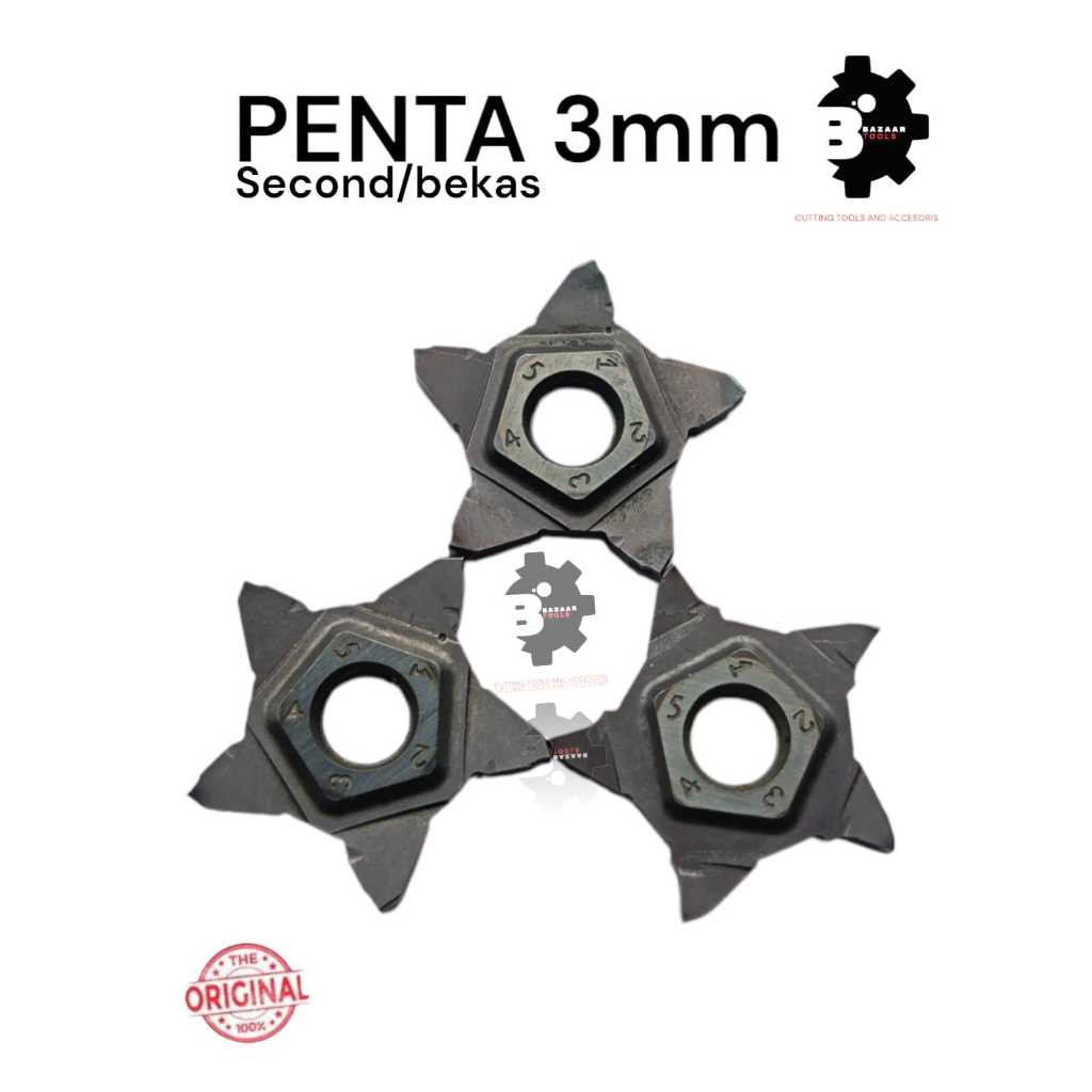 INSERT PENTA 3mm SECOND HAND/BEKAS- Insert Pahat Bubut - Pisau Pahat - Bekas- Second Hand - Original