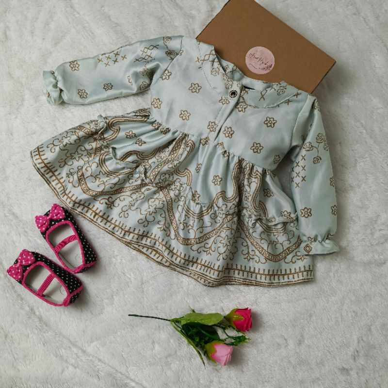 Baju Anak Perempuan Dior Silk Lembut Tidak Licin | Dress Adem Usia 6 - 1 Tahun | Fashion Muslim Anak