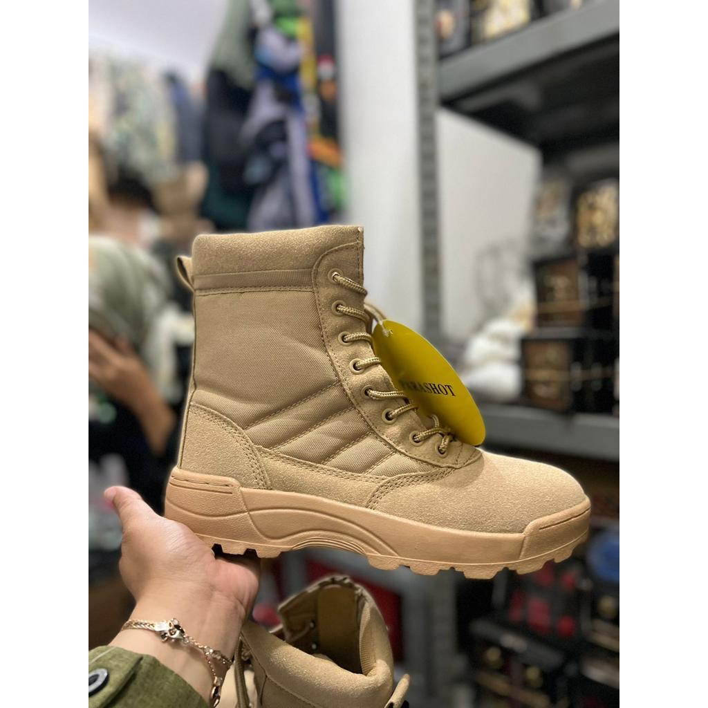 Sepatu PDL Cream Tactical / Sepatu gurun / Sepatu PDL Parashoot / Sepatu Pol PP