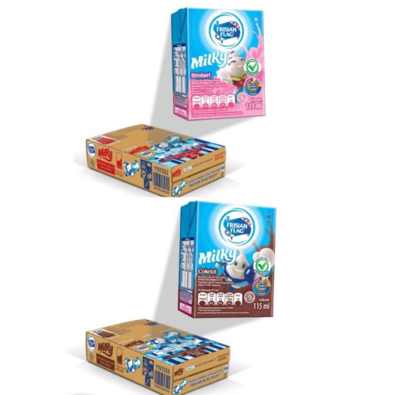

Frisian Flag Susu UHT Milky Chocolate Cokelat Coklat /Strawberry Stroberi 1 dus (isi 36 pcs x 115mL)