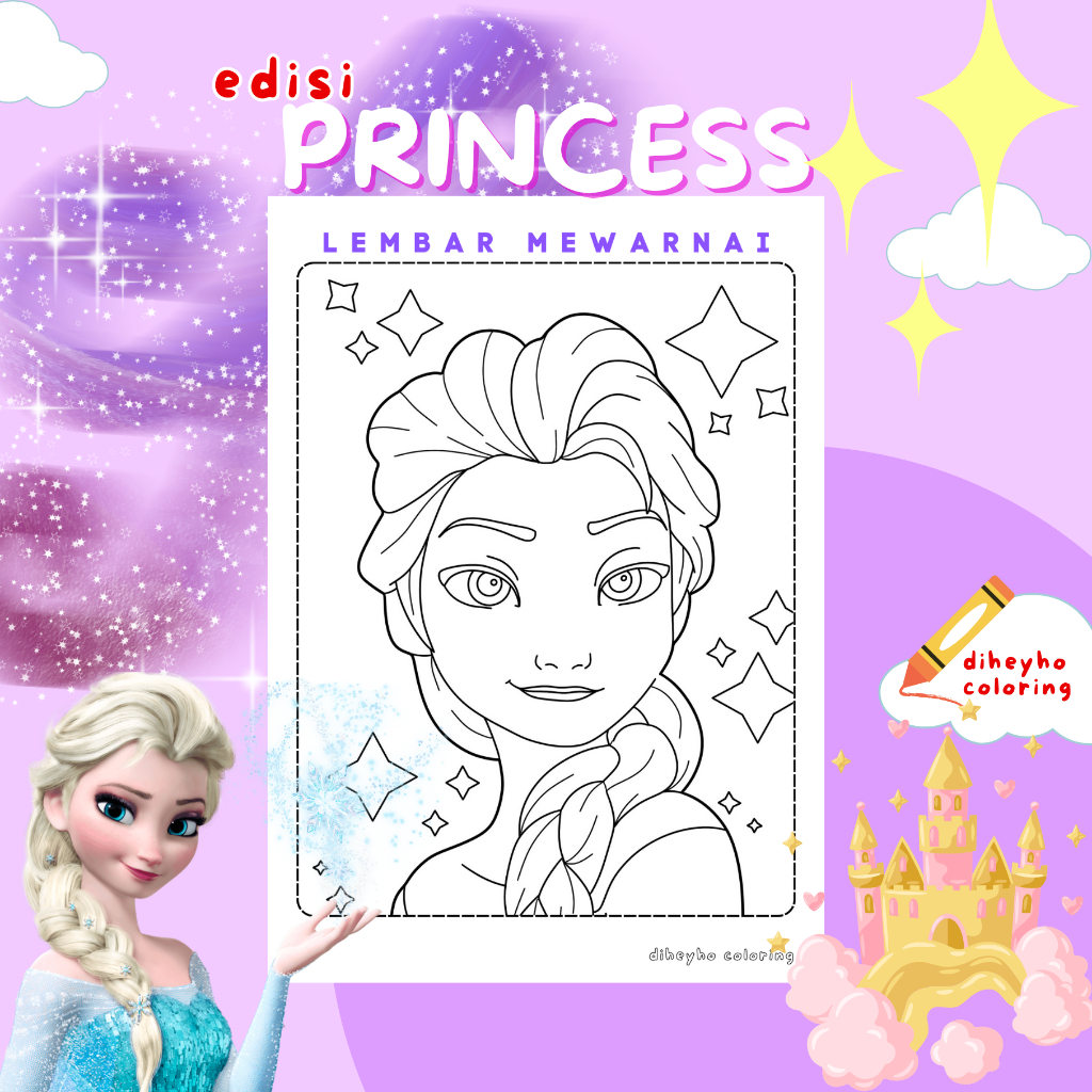 

LEMBAR MEWARNAI / KERTAS GAMBAR ANAK LUCU EDISI PRINCESS