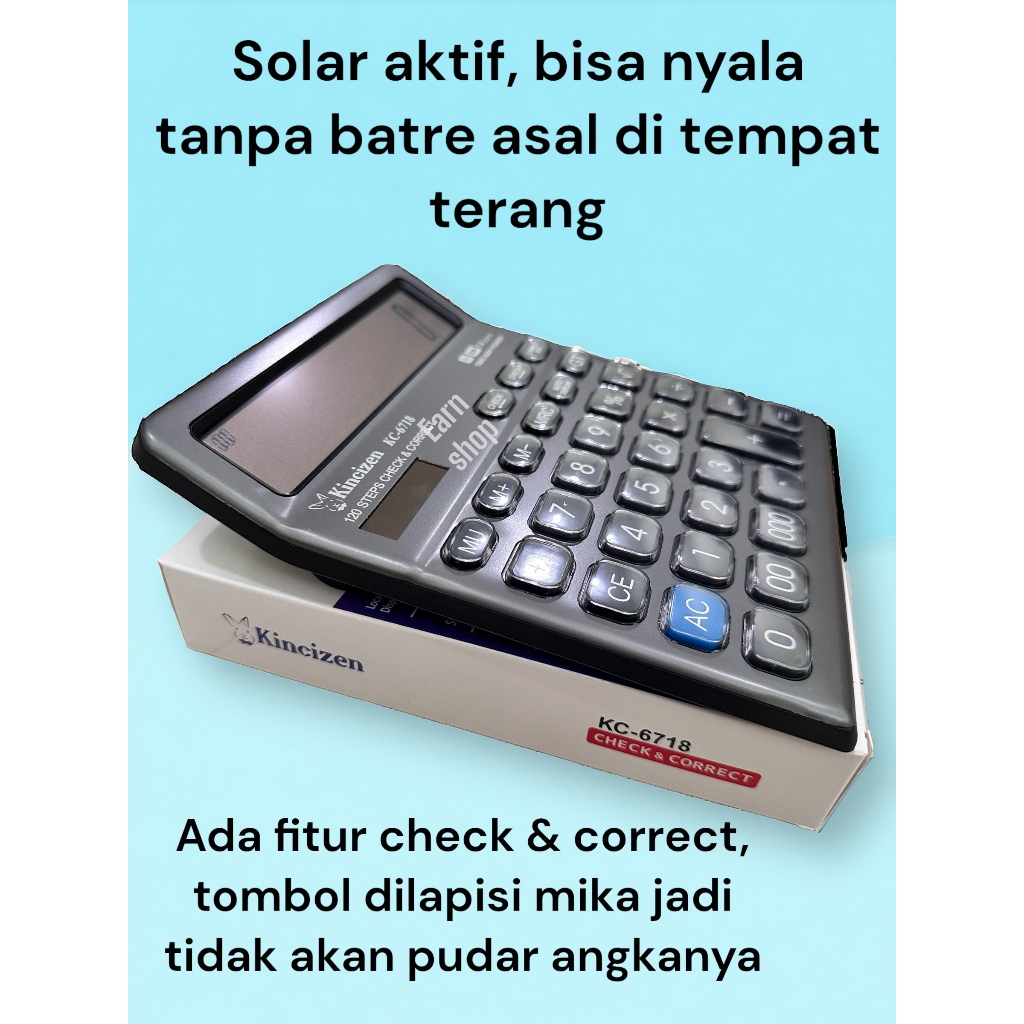 

KINCIZEN KALKULATOR BESAR KC-6718 14 DIGIT DUAL POWER SOLAR AKTIF KALKULATOR BESAR 6718