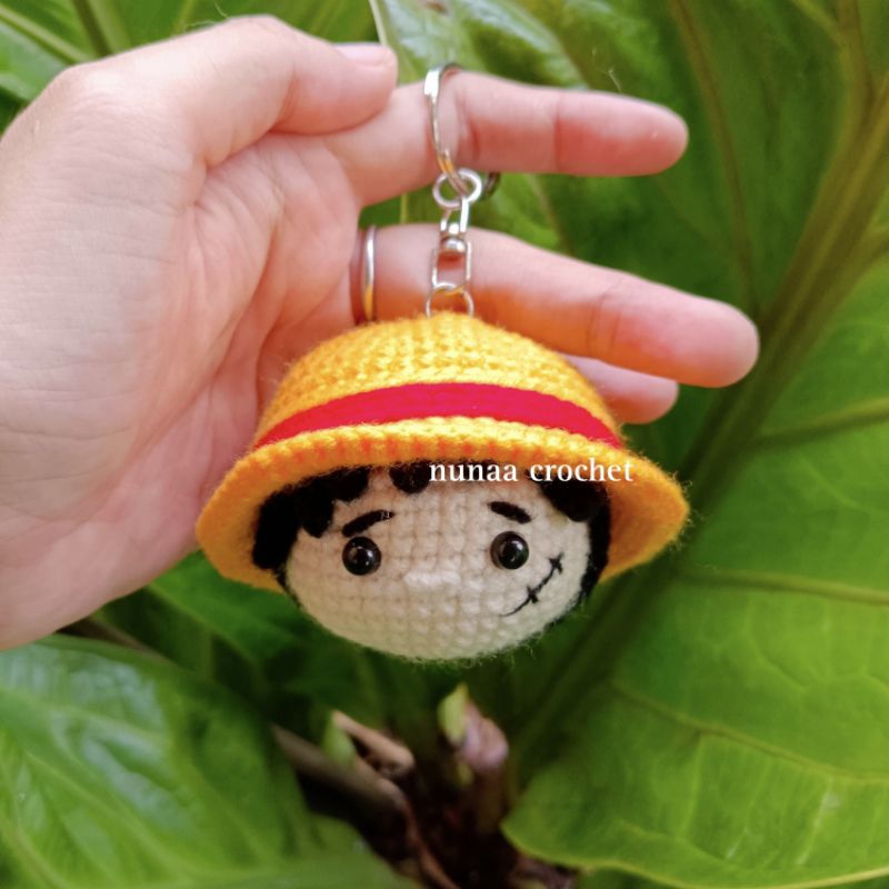 Boneka Rajut | Boneka Luffy | Boneka One Piece | Gantungan Kunci Luffy