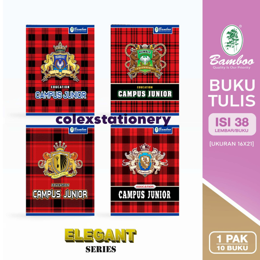 

Buku Tulis Bergaris Biasa / Buku Tulis Sekolah Bamboo Campus Series Ukuran Pendek Isi 38 Lembar 10 Buku