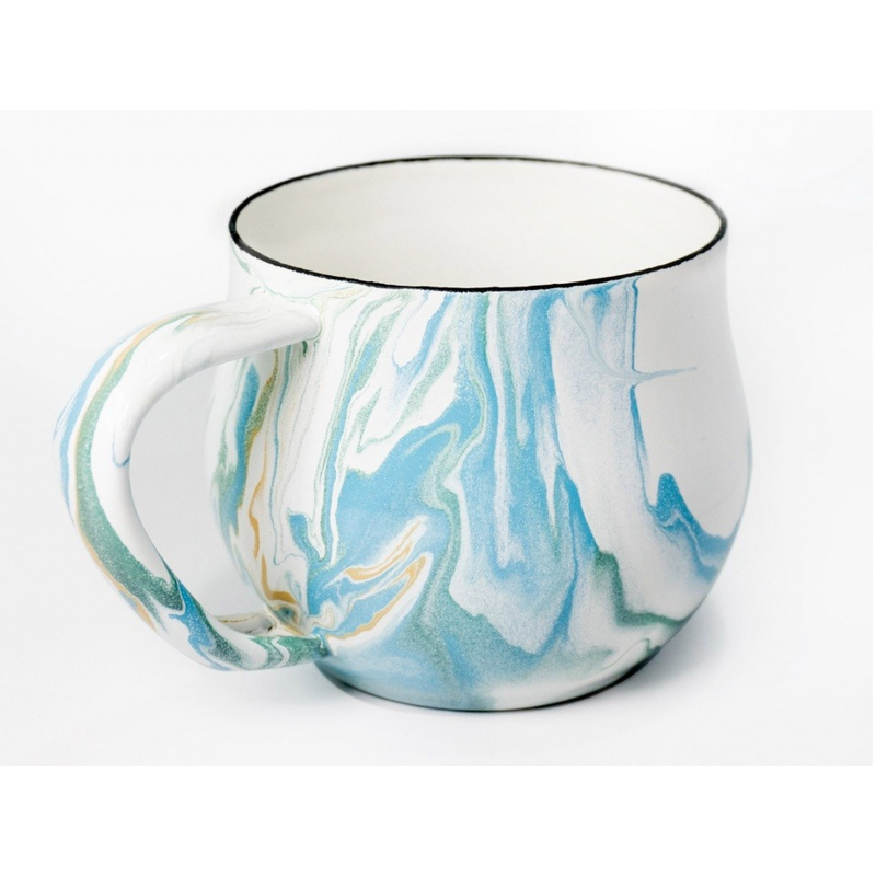 MUG ENAMEL/BELLY MUG 8cm MARBLE 8994581182434