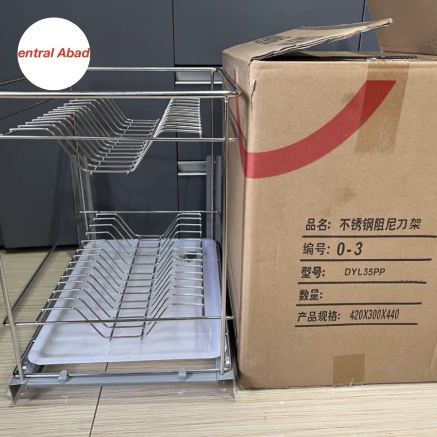 rak piring tarik stainless / rak piring kitchen set taco - 30cm