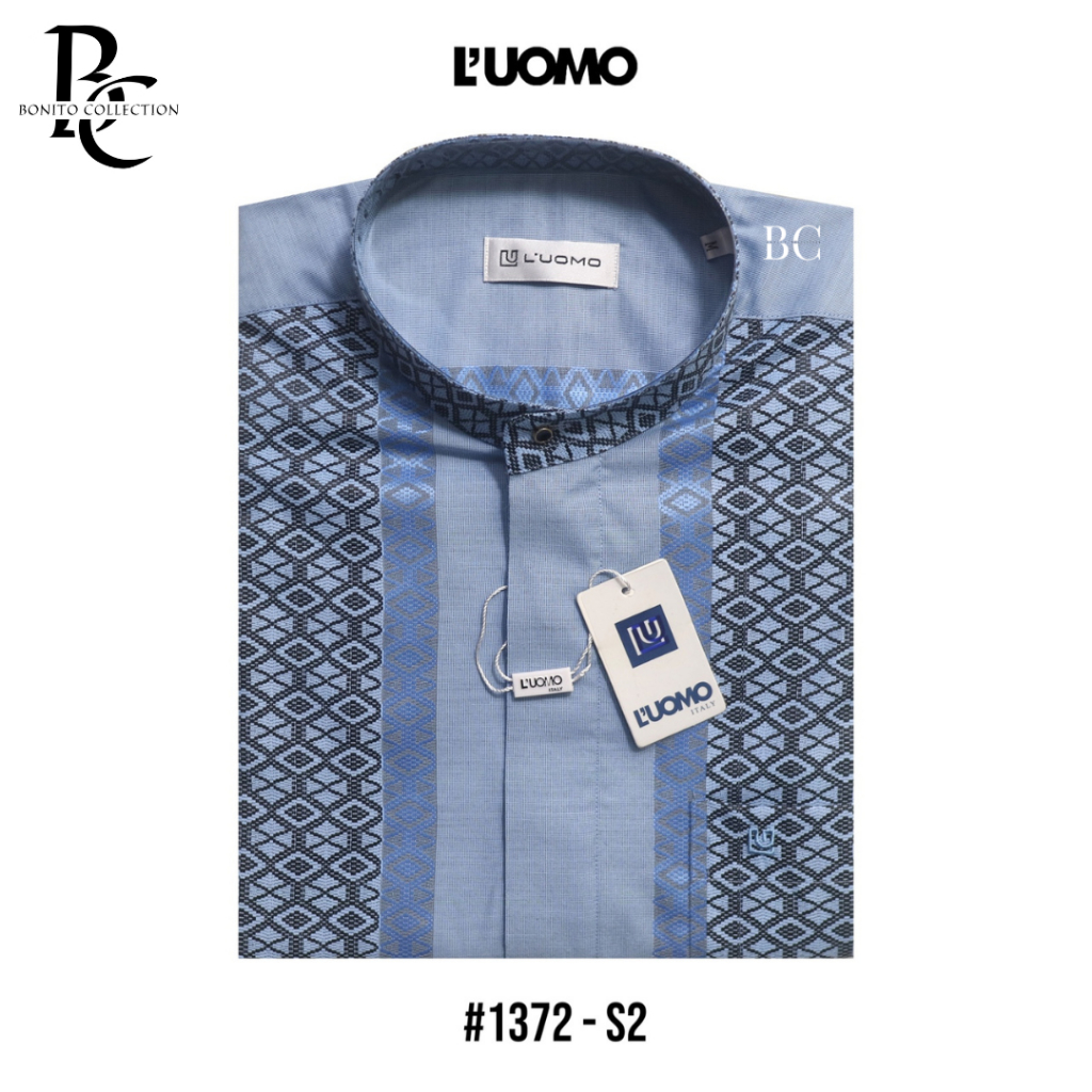 KEMEJA KERAH KOKO SHANGHAI LENGAN PENDEK LUOMO BAHAN KATUN PREMIUM BERKUALITAS MEWAH ELEGAN 1372 - S