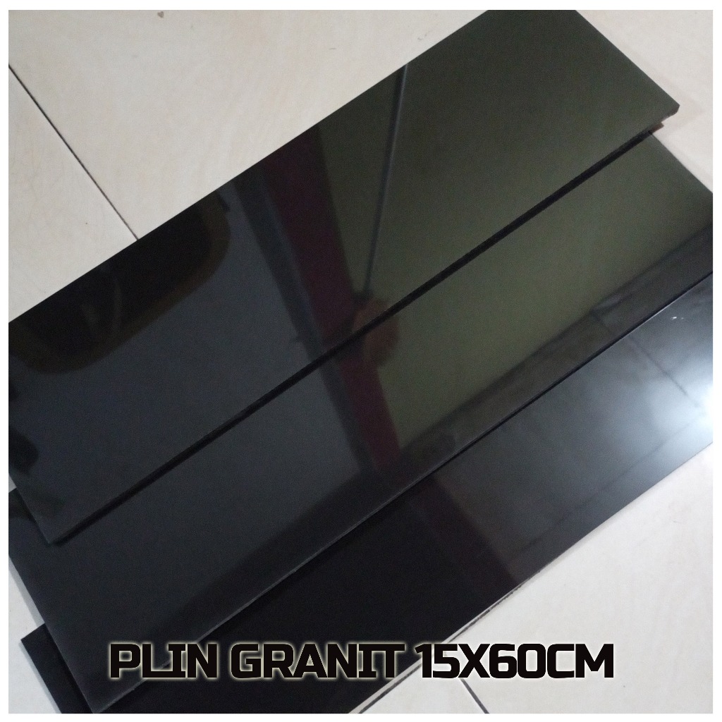 Lis Plin Granit 15x60 Hitam Glossy Mantab List Plint Dinding Lantai Original Granite Tile