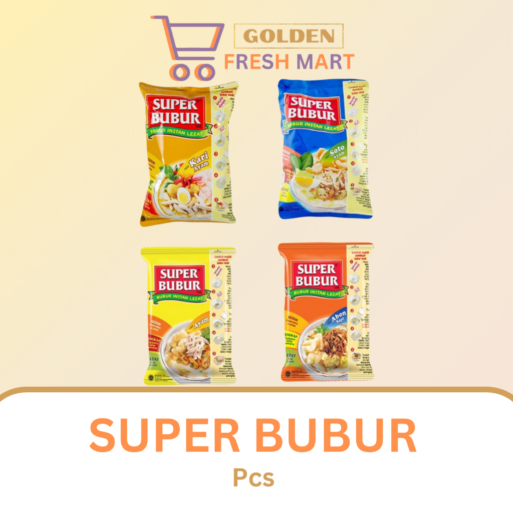 

SUPER BUBUR AYAM KUAH SOTO KARI AYAM ABON SAPI BUBUR INSTANT 49G