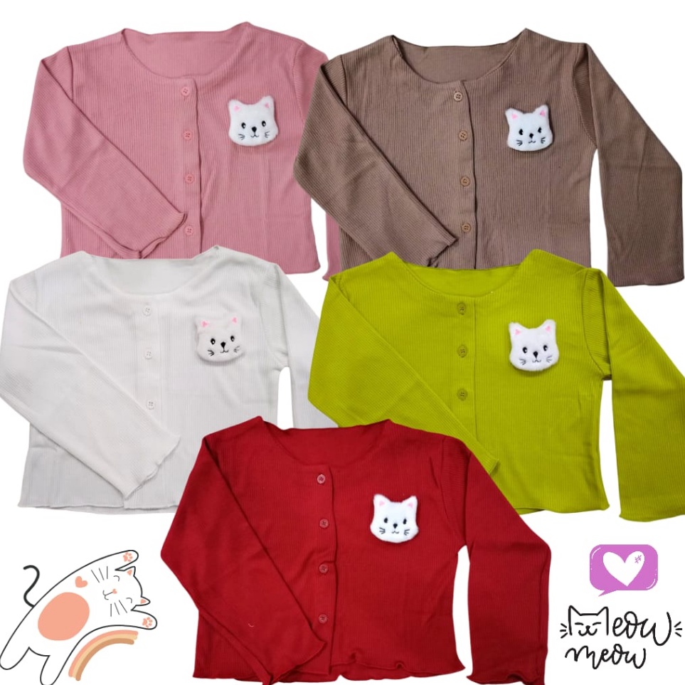 Grosir Terjamin  Candy Cat Cardigan Knits Anak Perempuan 11 Tahun
