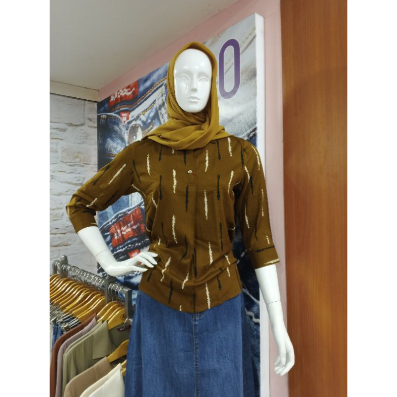 Blouse Wanita Brown Stripe Brand AKO-4629