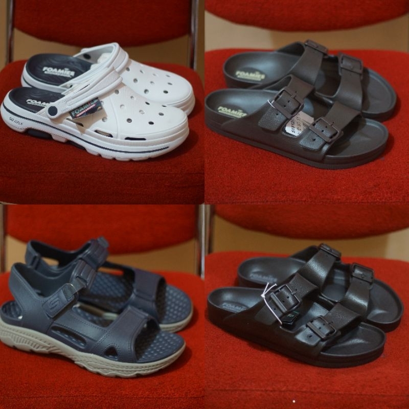 SALE SPORT STATION SEPATU SANDAL CASUAL KANTOR SKECHERS MEN PRIA BLACK BROWN ORIGINAL