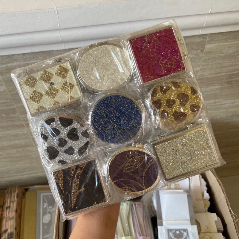 (isi 50 pcs) Souvenir kaca glitter kemas plastik + mika lembaran wedding pernikahan