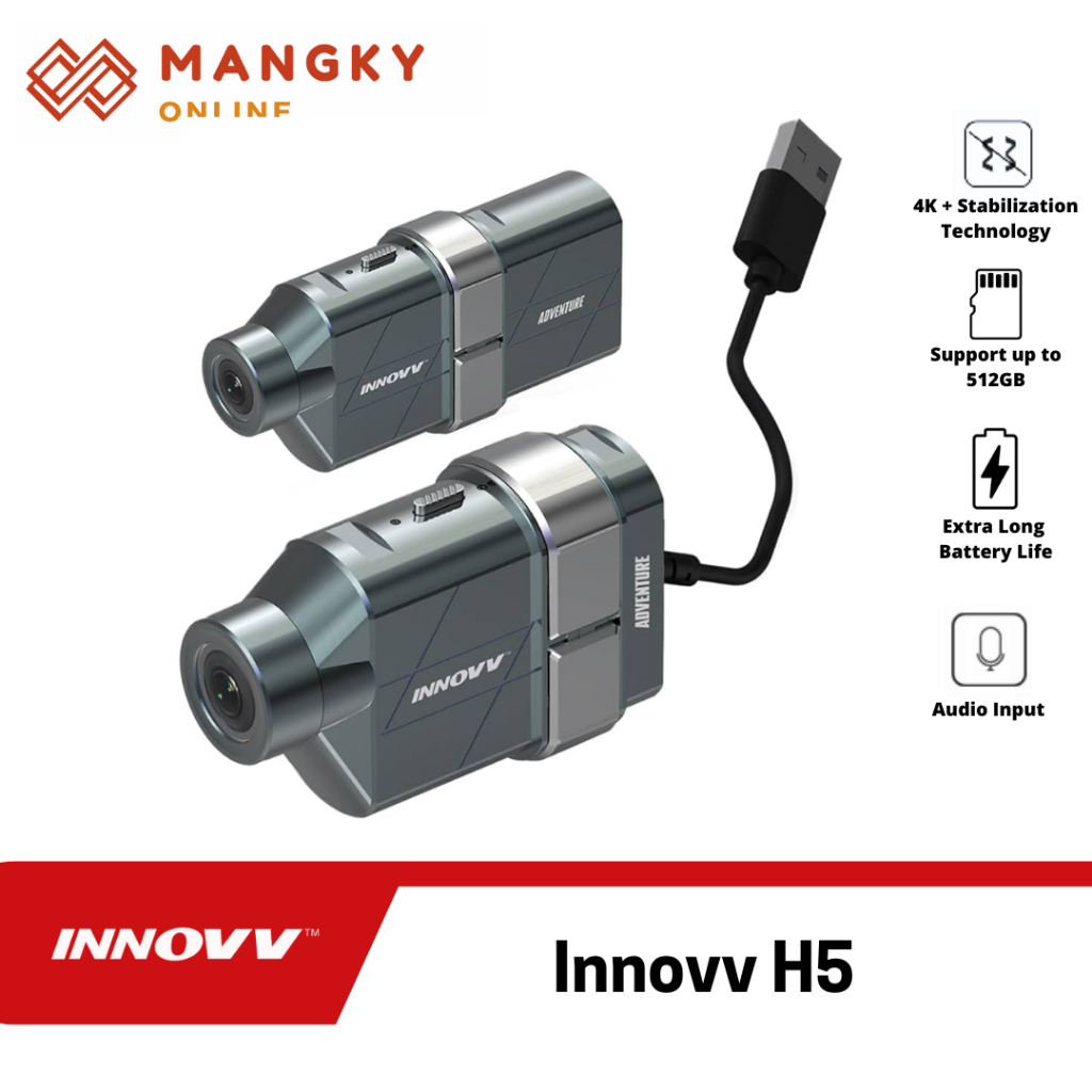 Innovv H5 4K Helmet Camera, Waterproof, Motocam Motor Dashcam dash cam setara gopro