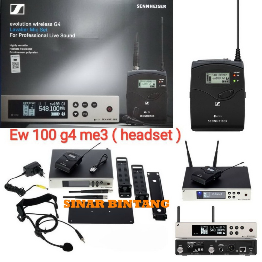 MIC WIRELESS SENNHEISER HEADSET EW100 G4 ME3 MIC EW100G4 ME3 HEADSET ORIGINAL
