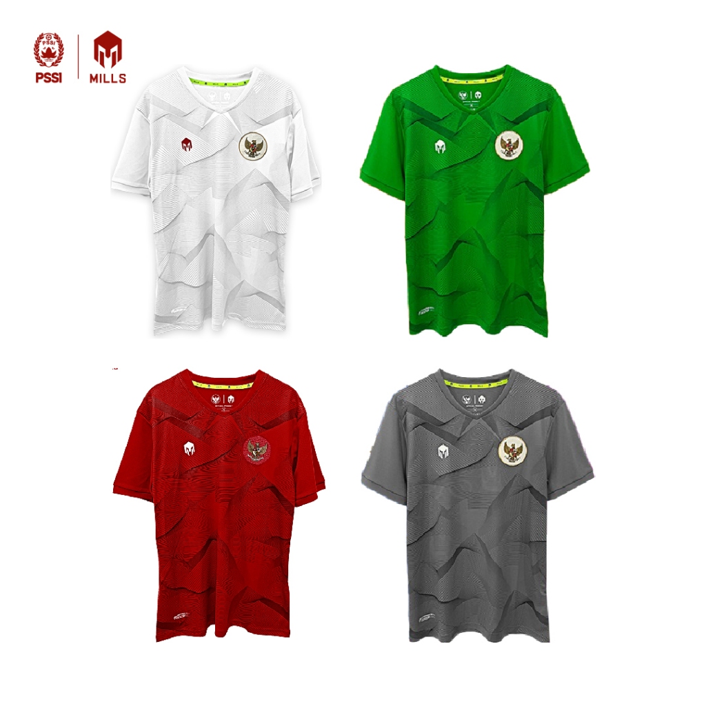 MILLS Timnas Baju Latihan Garuda Training Jersey Code 1013GR Red, White, Green, Charcoal