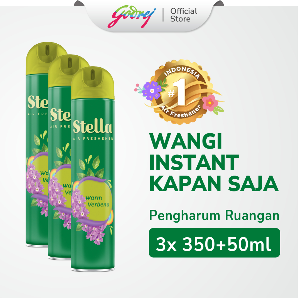 Stella Aerosol Parfumist Warm Verbena (350+50 ml) x3 - Pengharum Pewangi Ruangan Semprot