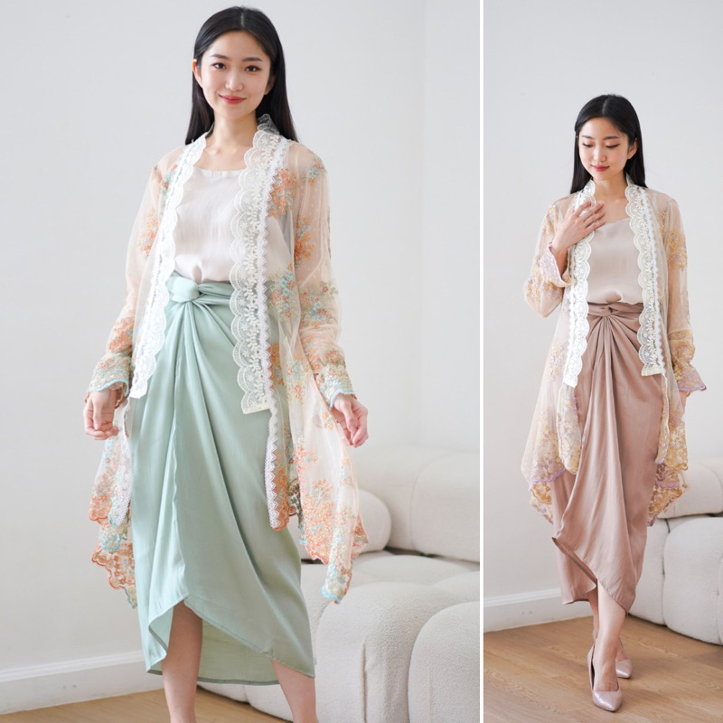 Amelia Set - Termasuk Inner & Rok - Kebaya Modern | Kebaya Dress | Outer Kebaya | Abaya | Set Kebaya