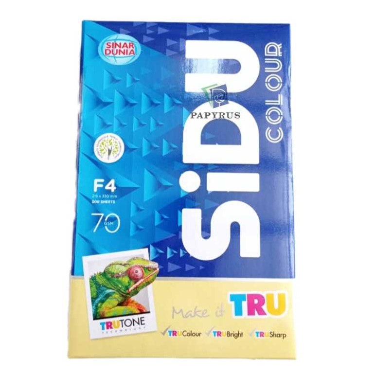 

KERTAS HVS WARNA / KERTAS PRINT / KERTAS FOTOCOPY / HVS F4 70 GSM SIDU KUNING