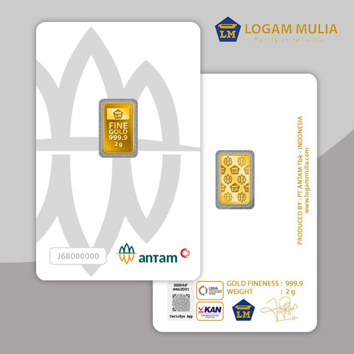 Emas Antam Logam Mulia (LM) 0,5g 1g 2g / 999.9‰ Fine Gold Certificate