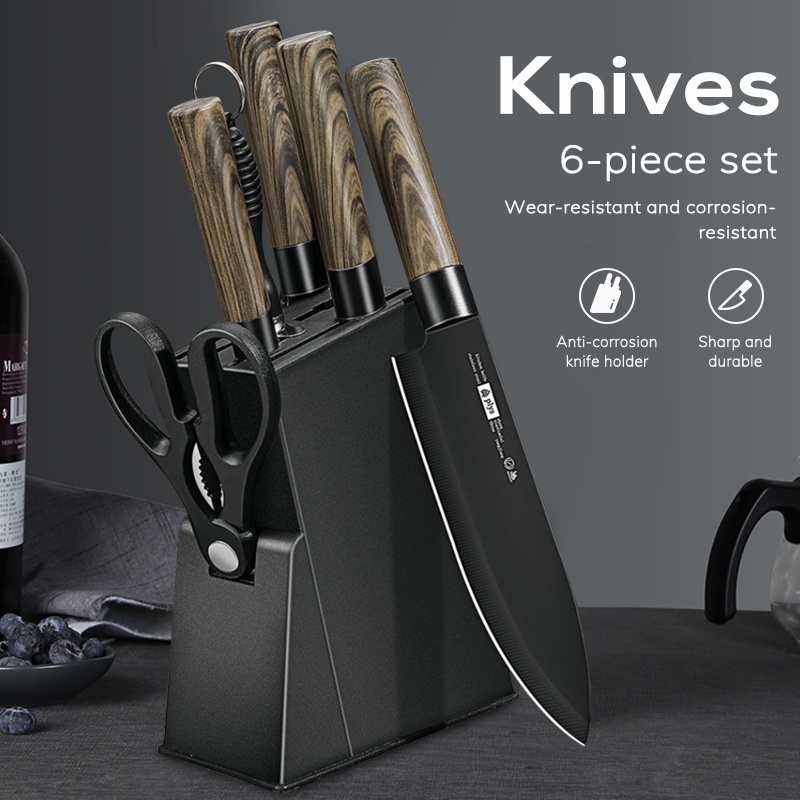Kitchen knife set 6-piece stainless steel knife cooking knife including knife holder