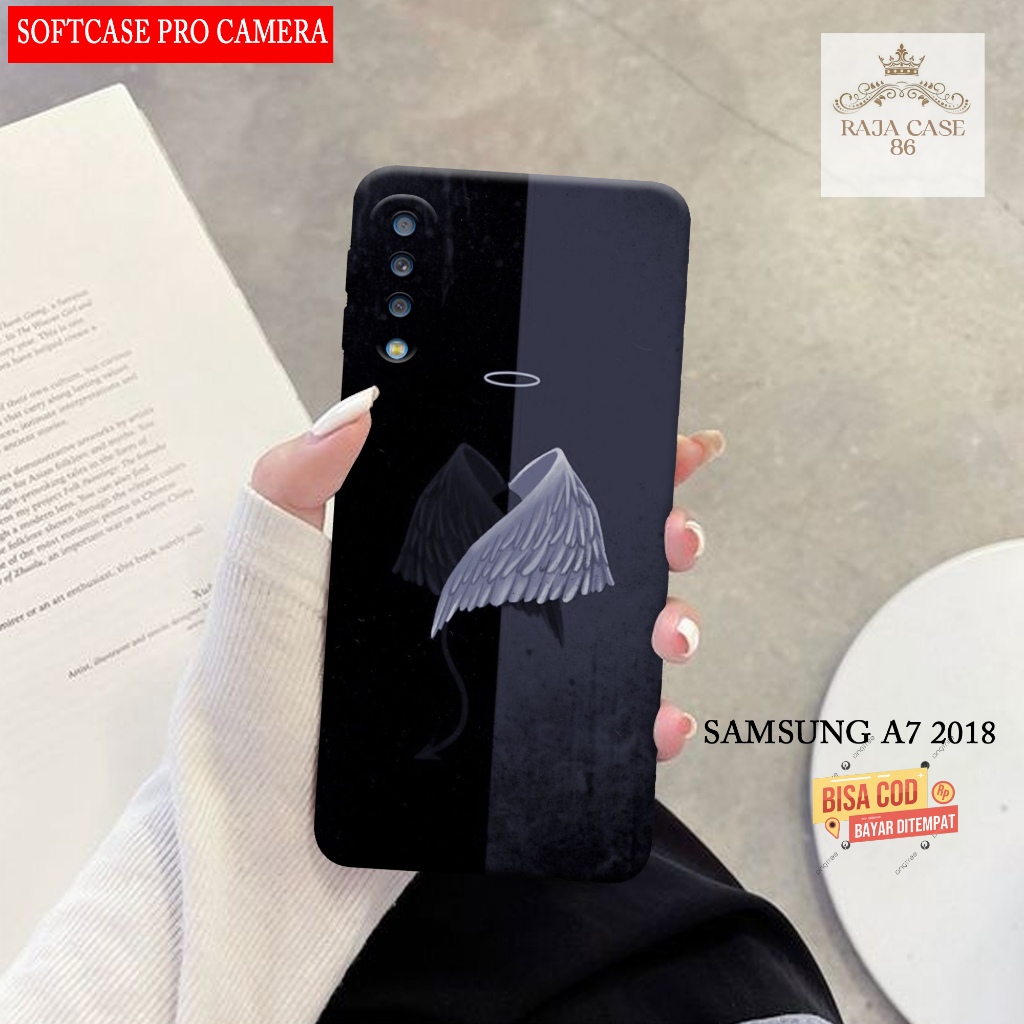 Case Samsung A7 2018 - Rajacase - Casing Hp Samsung A7 - Motif case HITAM - Pelindung handphone - So