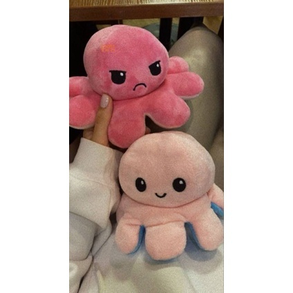 Boneka Gurita Octopus Doll Flip 2 Warna Emoticon Berubah Bolak Balik