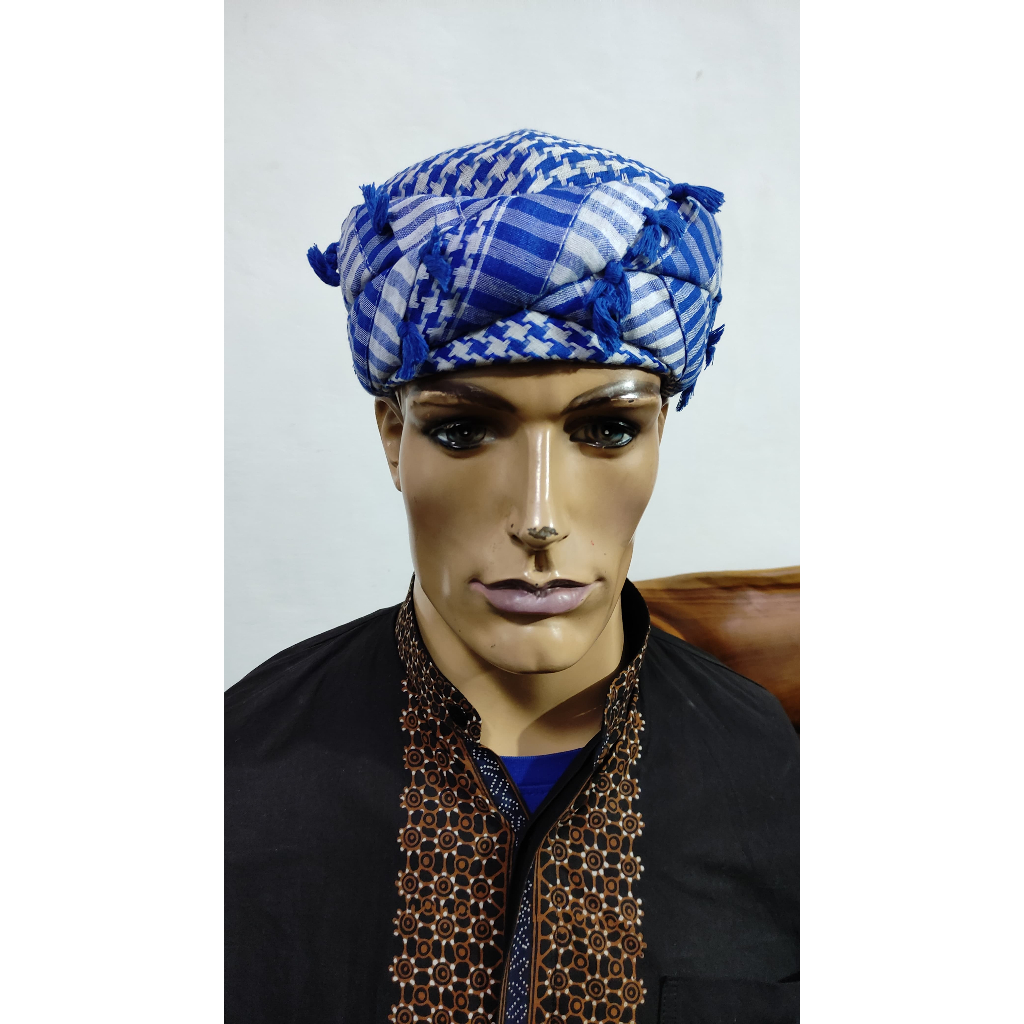 Peci Batik Jogokariyan Asli Sorban Arafat Biru Sorban Instan